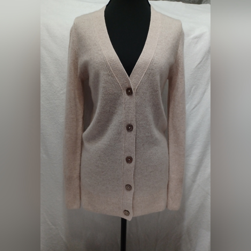 NWT C BY BLOOMINGDALE'S Cashmere Grandfather Cardigan Size XS In Heather Oatmeal